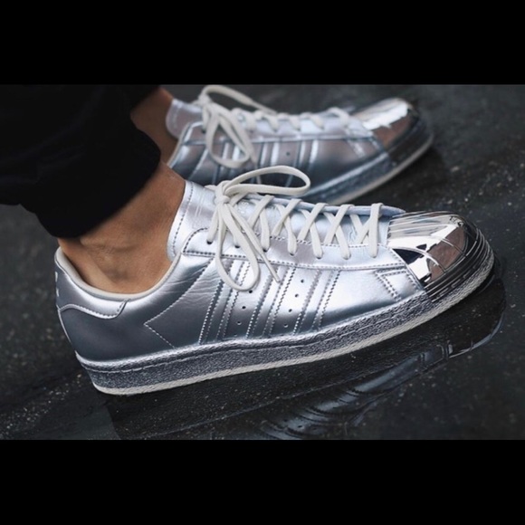 adidas superstar 80s silver trainers